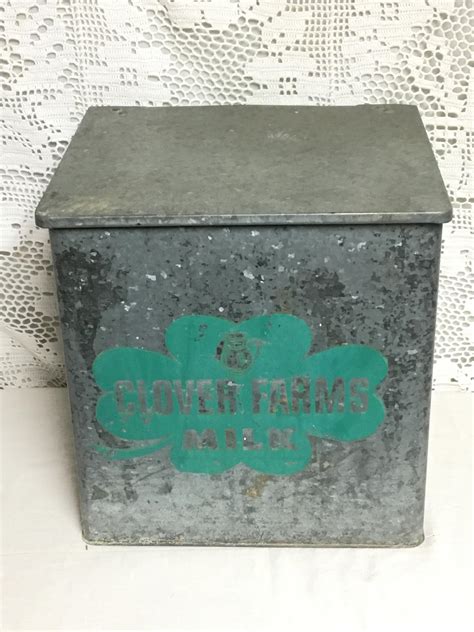 vintage galvanized metal insulated brookmead dairy box|vintage galvanized milk boxes.